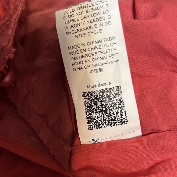 SHEIN Maternity Mock Neck Lantern Sleeve Ruffle Hem Belted Jacquard Dress - Picture 6 of 6